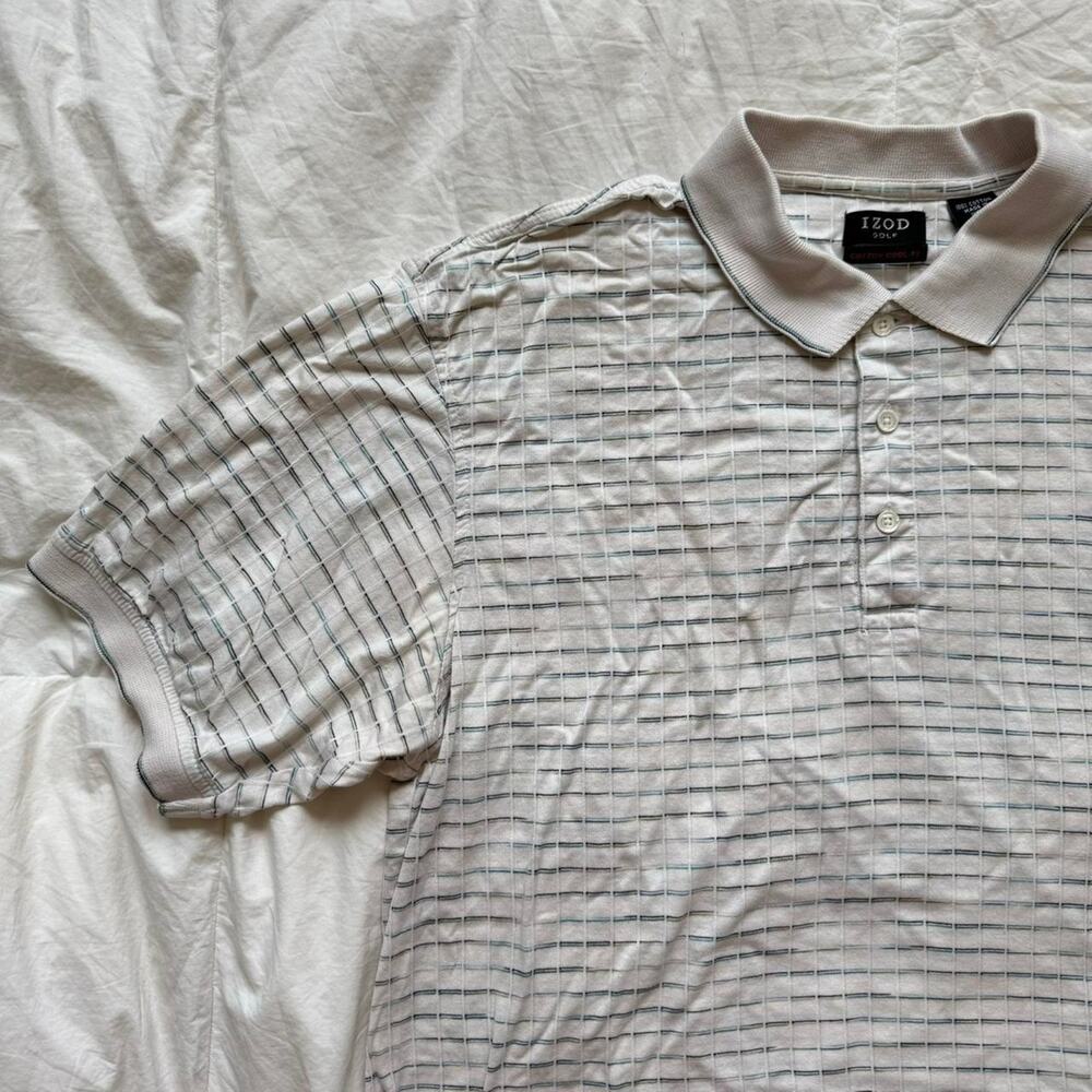 Vintage 90s Izod‎ Golf checked polo collared short sleeve cotton shirt preppy